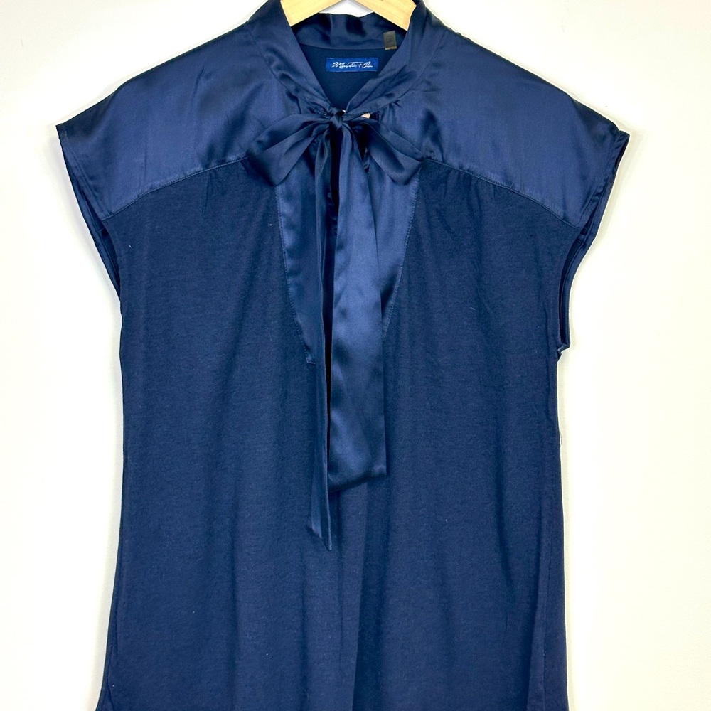 Like New, Sz. L, Martin + Osa Navy Bow Collar Top